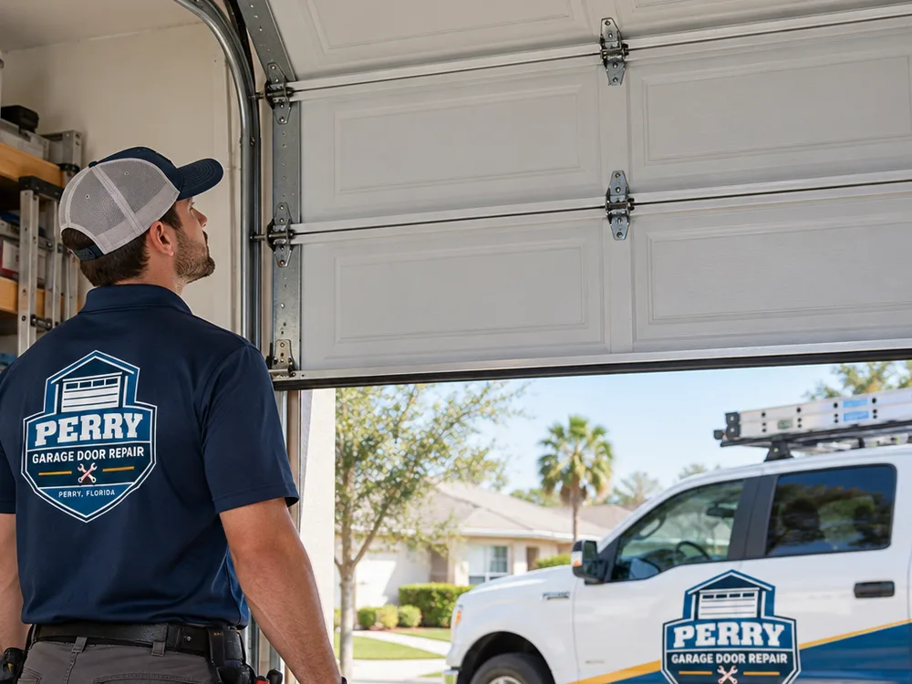 Residential garage door traveling level with aligned safety sensors near the floor